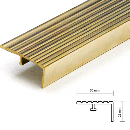 จมูกบันไดทองเหลือง ท็อป METAL STAIR NOSING  ร่อง x