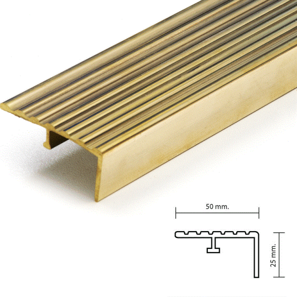 จมูกบันไดทองเหลือง ท็อป METAL STAIR NOSING 6 ร่อง