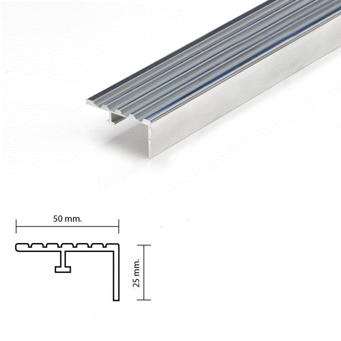 จมูกบันไดอลูมิเนียม ท็อป METAL STAIR NOSING 6 ร่อง